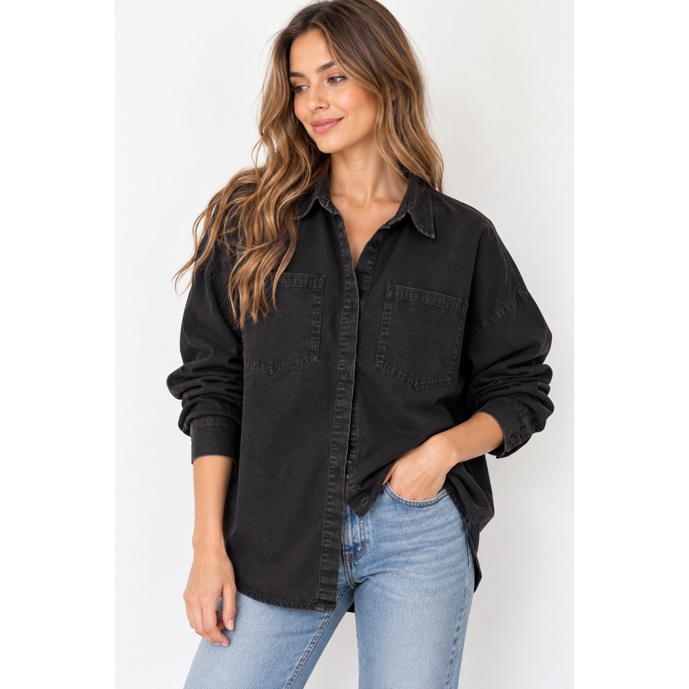 Lioness | Utility Button Down Shirt | Large | Washed Black